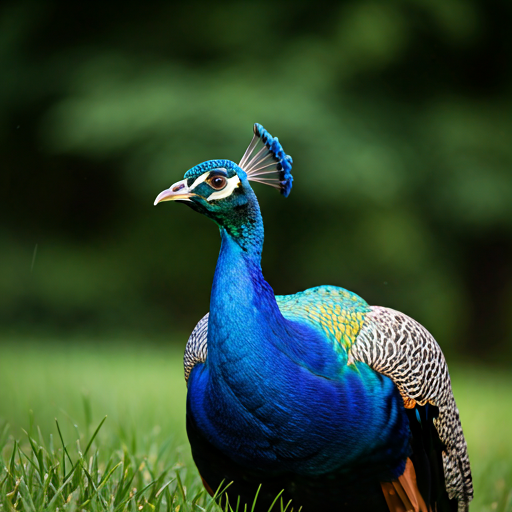 Peacock displaying colorful feathers